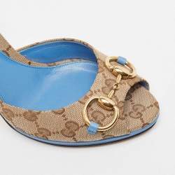 Pre Owned Gucci Tricolor GG Canvas New Hollywood Slide Sandals Size 38.5