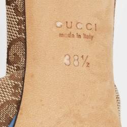 Pre Owned Gucci Tricolor GG Canvas New Hollywood Slide Sandals Size 38.5