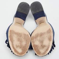 Gucci Blue Suede GG Marmont Slides Size 40  