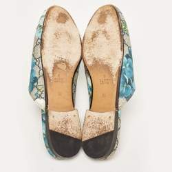 Gucci Multicolor GG Floral Coated Canvas Princetown Horsebit Mules Size 38