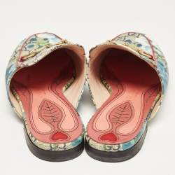 Gucci Multicolor GG Floral Coated Canvas Princetown Horsebit Mules Size 38
