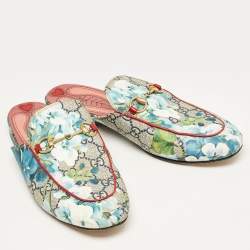 Gucci Multicolor GG Floral Coated Canvas Princetown Horsebit Mules Size 38