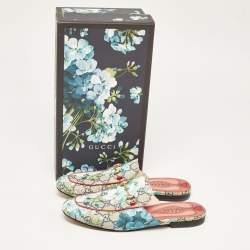 Gucci Multicolor GG Floral Coated Canvas Princetown Horsebit Mules Size 38