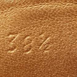 Pre Owned Gucci Gold Leaher Interlocking GG Logo Ballet Flats Size 38.5