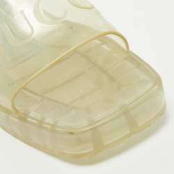 Gucci Transparent PVC Embossed Logo Block Heel Slide Sandals Size 38