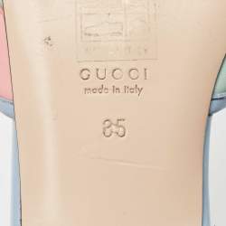Gucci Multicolor Matelassé Leather GG Marmont Flat Slides Size 35