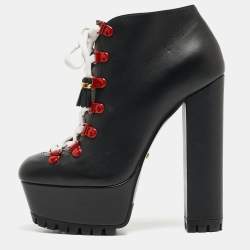 Pre Owned Gucci Black Leather Kayka Ankle Boots Size 37