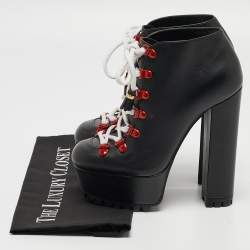 Pre Owned Gucci Black Leather Kayka Ankle Boots Size 37