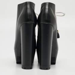 Pre Owned Gucci Black Leather Kayka Ankle Boots Size 37