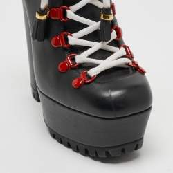 Pre Owned Gucci Black Leather Kayka Ankle Boots Size 37