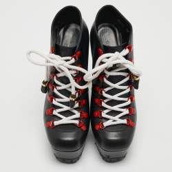 Pre Owned Gucci Black Leather Kayka Ankle Boots Size 37