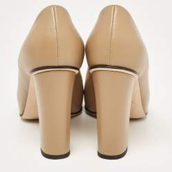 Gucci Brown Leather Horsebit Block Heel Pumps Size 37.5