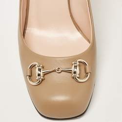 Gucci Brown Leather Horsebit Block Heel Pumps Size 37.5