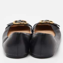 مملوكة مسبقًا Gucci Black Leather Ballet Flats Size 41