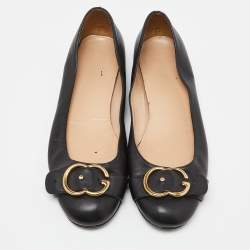 مملوكة مسبقًا Gucci Black Leather Ballet Flats Size 41