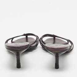 مملوكة مسبقًا Gucci Burgundy/Black Leather Strappy Slide Sandals Size 38