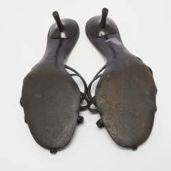 مملوكة مسبقًا Gucci Burgundy/Black Leather Strappy Slide Sandals Size 38