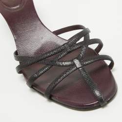 مملوكة مسبقًا Gucci Burgundy/Black Leather Strappy Slide Sandals Size 38