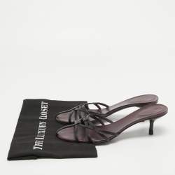 مملوكة مسبقًا Gucci Burgundy/Black Leather Strappy Slide Sandals Size 38