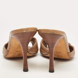 Gucci Brown Leather Icon Bit Slide Sandals Size 37.5