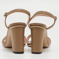 Gucci Beige Leather Claudie Ankle Strap Sandals Size 37