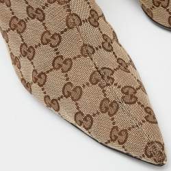 مملوكة مسبقًا Gucci Beige/Brown GG Canvas Ankle Booties Size 40.5