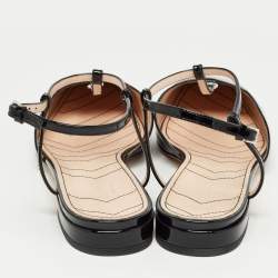 Pre Owned Gucci Black Patent Leather Double G Ballet Flats Size 41