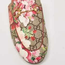 Gucci Multicolor GG Canvas Blooms Printed Princetown Mules Size 38.5