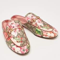 Gucci Multicolor GG Canvas Blooms Printed Princetown Mules Size 38.5