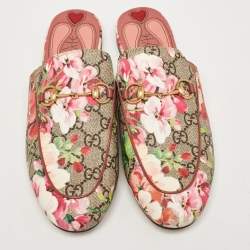 Gucci Multicolor GG Canvas Blooms Printed Princetown Mules Size 38.5