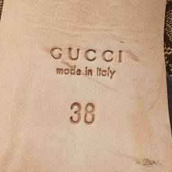 Pre Owned Gucci Beige GG Canvas New Hollywood Horsebit Peep Toe Pumps Size 38