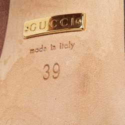 Pre Owned Gucci Brown Suede Buckle Detail Block Heel Pumps Size 39