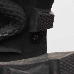 Pre Owned Gucci Black Leather Faux Pearl Embellished Ankle Boots Size 41