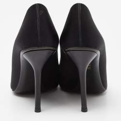 Gucci Black Satin Horsebit Peep Toe Pumps Size 38