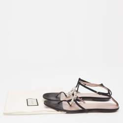 Gucci Black Suede Crystal Embellished Interlocking G Flat Sandals Size 39