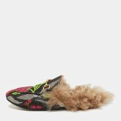 Pre Owned Gucci Multicolor Lurex Fabric Princetown  Mules Size 38 