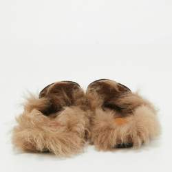 Pre Owned Gucci Multicolor Lurex Fabric Princetown  Mules Size 38 