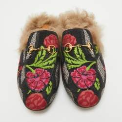 Pre Owned Gucci Multicolor Lurex Fabric Princetown  Mules Size 38 