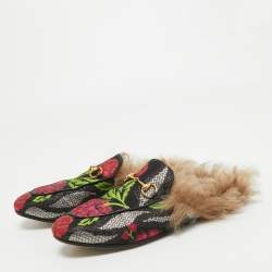 Pre Owned Gucci Multicolor Lurex Fabric Princetown  Mules Size 38 