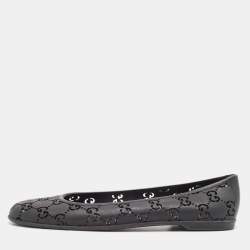 Pre Owned Gucci Black Rubber GG Ballet Flats Size 41