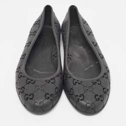 Pre Owned Gucci Black Rubber GG Ballet Flats Size 41