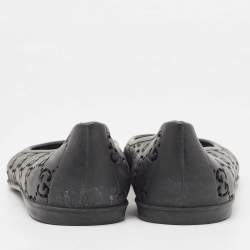 Pre Owned Gucci Black Rubber GG Ballet Flats Size 41