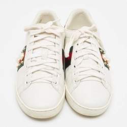 Gucci White Leather Pearl Ace Low Top Sneakers Size 36