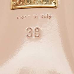 Pre Owned Gucci Yellow Patent Leather Horsebit Peep Toe Pumps Size 38