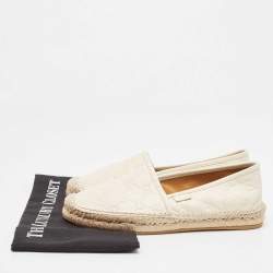 Pre Owned Gucci Cream Leather Guccissima Espadrille Flats Size 38