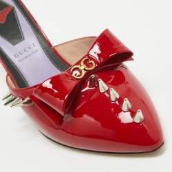 مملوكة مسبقًا Gucci Red Patent Leather Sadie Mules Size 37.5