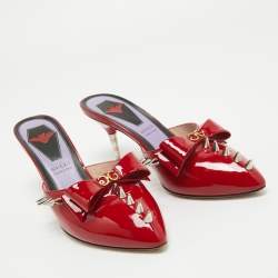 مملوكة مسبقًا Gucci Red Patent Leather Sadie Mules Size 37.5