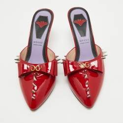 مملوكة مسبقًا Gucci Red Patent Leather Sadie Mules Size 37.5