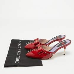 مملوكة مسبقًا Gucci Red Patent Leather Sadie Mules Size 37.5
