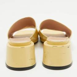 Gucci Yellow Patent Leather Lexi Slide Sandals Size 36